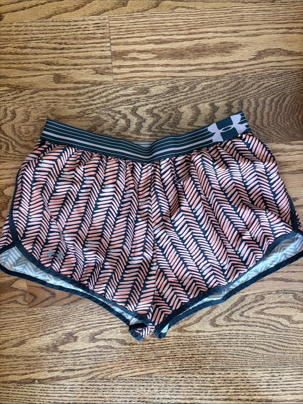 Under Armour Coral and Black Chevron Running Shorts